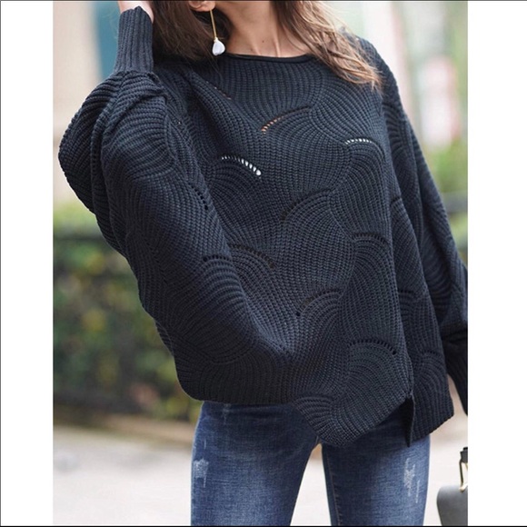 NEW Batwing Ripped Sweater Knit Pullover Tunic - Picture 2 of 8